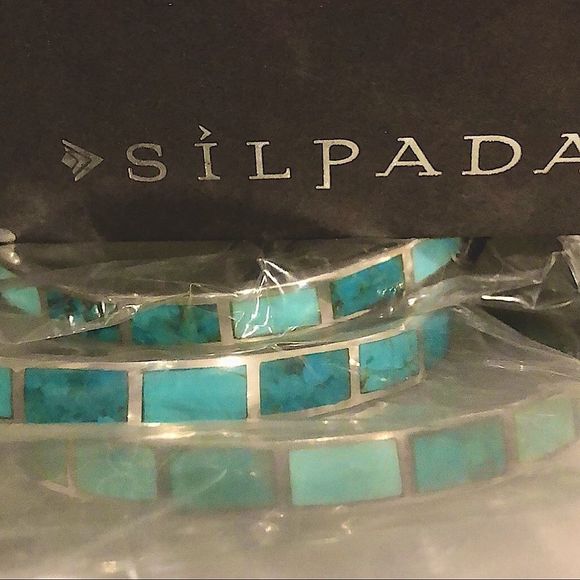 SILPADA High Seas Turquoise and Sterling Silver 925 B2828 Bangle - Picture 2 of 9